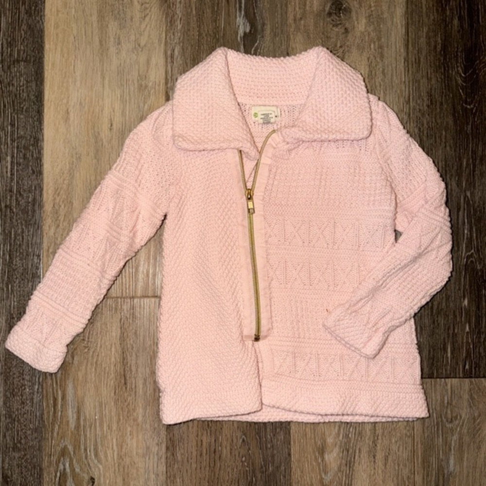 Dakini Kid's Pink Knit Full Zip Sweater